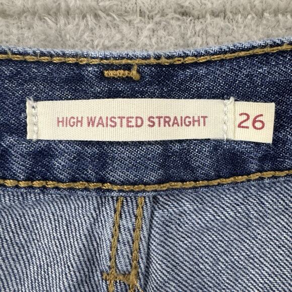 Levis Jeans Women 26 Blue Medium Wash High Waisted Straight Festival - Picture 2 of 16